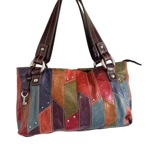 Fossil Multicolor Patchwork Leather Shoulder Bag